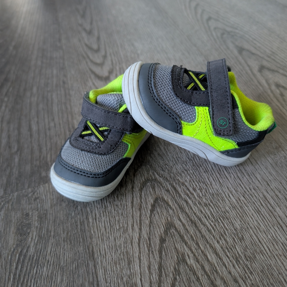 Gray and Neon Green Kids Shoes